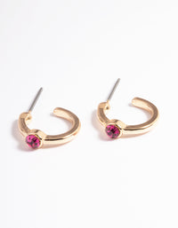 Pink Diamante Stone Huggie Earrings - link has visual effect only