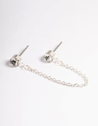 Silver Double Diamante Chain Earrings - link has visual effect only
