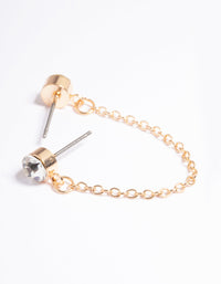 Gold Double Diamante Chain Earrings - link has visual effect only