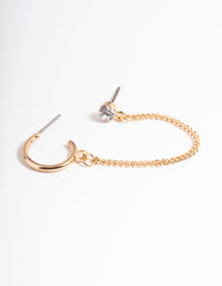 Gold Hoop & Diamante Chain Earrings - link has visual effect only