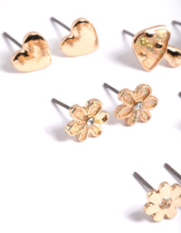 Kids Gold Glitter Mushroom Stud 6-Pack - link has visual effect only