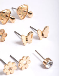 Kids Gold Glitter Mushroom Stud 6-Pack - link has visual effect only