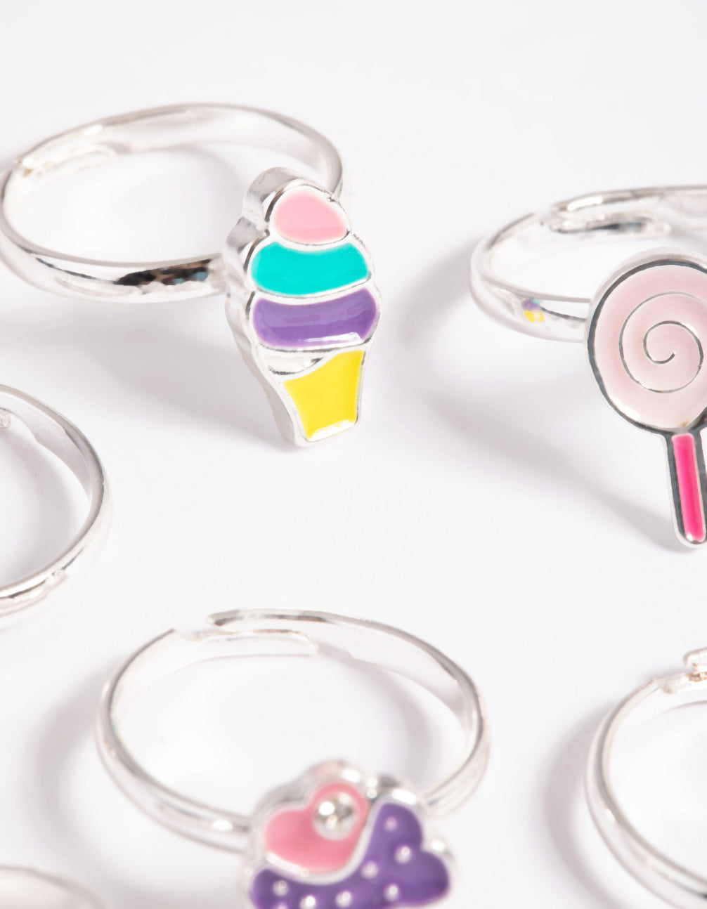Kids Silver Ice Cream Dream Ring 6-Pack