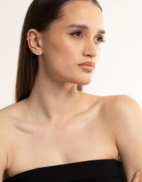 Silver Plated Cubic Zirconia Celestial Stud Earrings 6-Pack - link has visual effect only