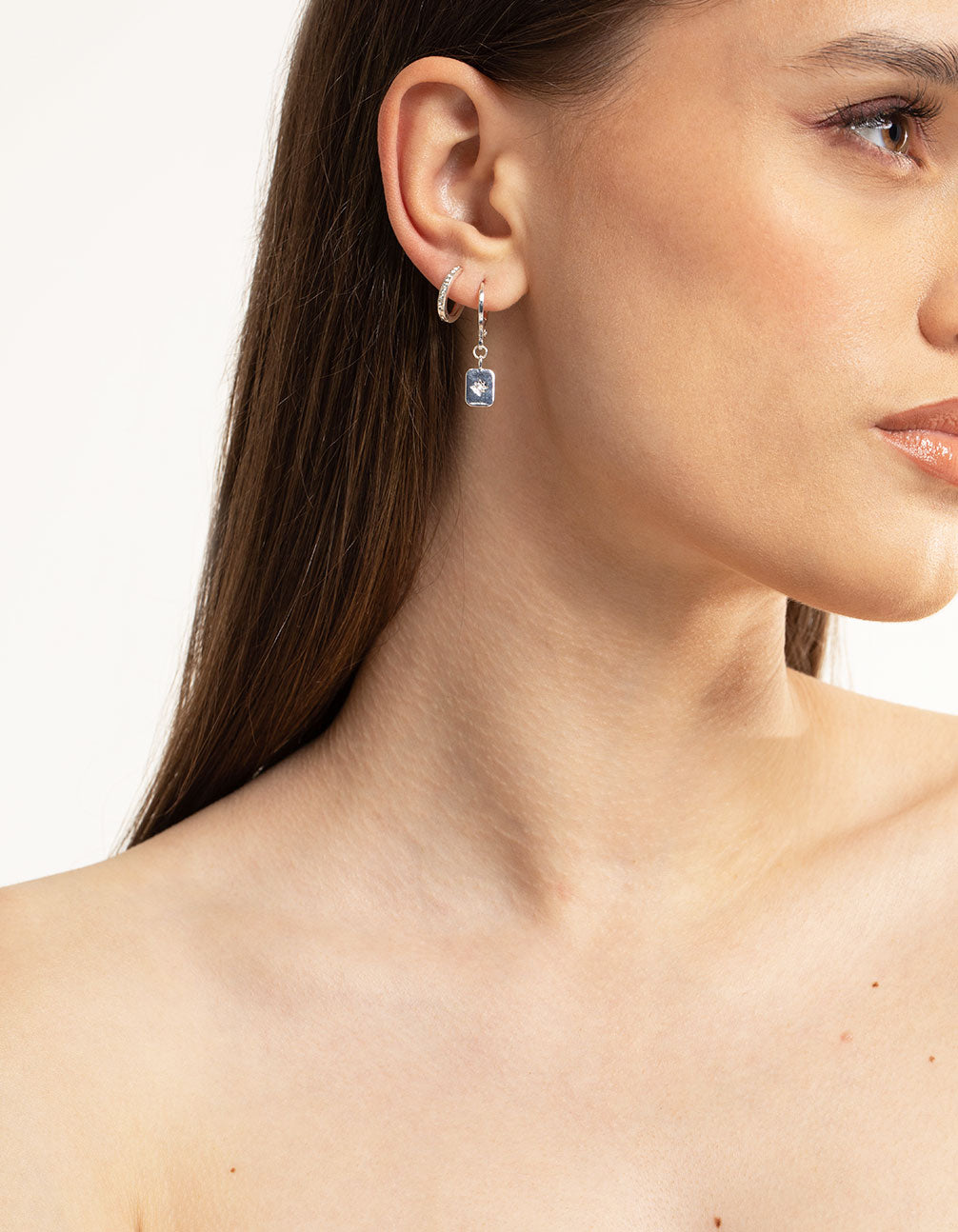 Silver Plated Brass  Cubic Zirconia Celestial Stud Earrings 6-Pack