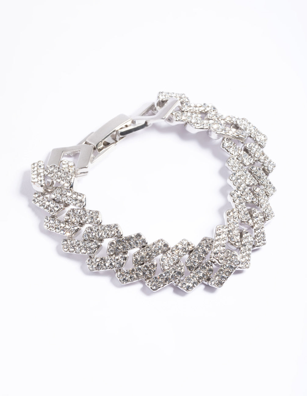 Silver Diamante Miami Chain Bracelet