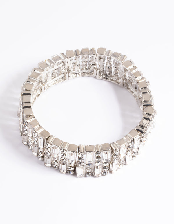 Silver Mix Baguette Diamante Bracelet