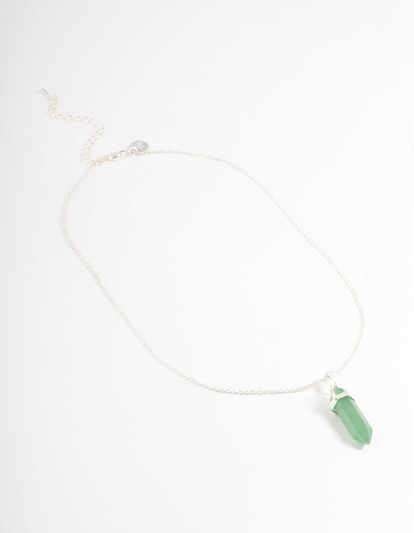 Silver Green Aventurine Cage Shard Necklace