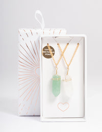 Gold Green Aventurine & Clear Quartz Mix Wrap Shard Necklace Pack - link has visual effect only
