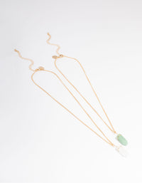 Gold Green Aventurine & Clear Quartz Mix Wrap Shard Necklace Pack - link has visual effect only