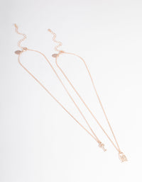 Rose Gold Diamante Lock & Key Necklace Pack - link has visual effect only