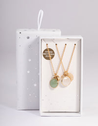 Gold Jade & Clear Quartz Necklace Pack - link has visual effect only