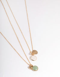 Gold Jade & Clear Quartz Necklace Pack - link has visual effect only