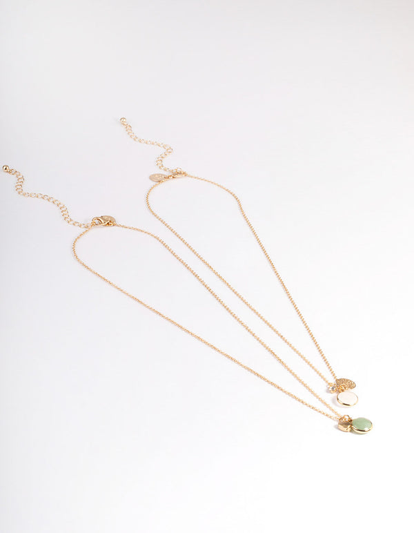 Gold Jade & Clear Quartz Necklace Pack