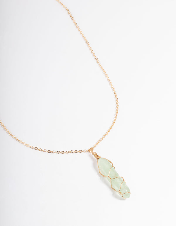 Gold Green Fluorite Wire Shard Necklace