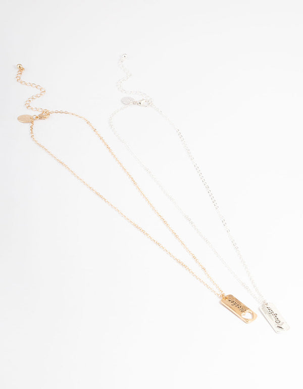 Mixed Metal Heart Tag Necklace Pack