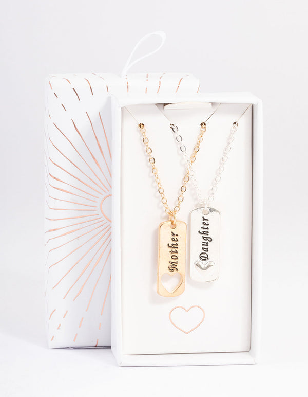 Mixed Metal Heart Tag Necklace Pack