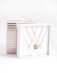 Mixed Metal Butterfly Outline Necklace Pack - link has visual effect only