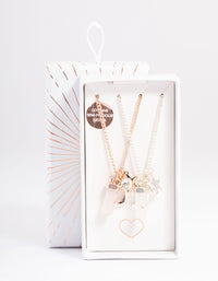 Mixed Metal Rose & Clear Quartz Charm Shard Necklace Pack - link has visual effect only
