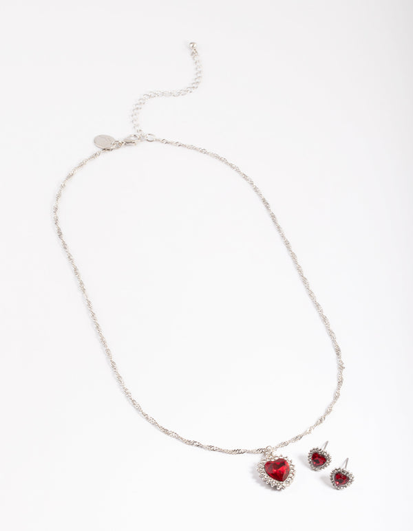 Silver Heart Halo & Stud Earrings