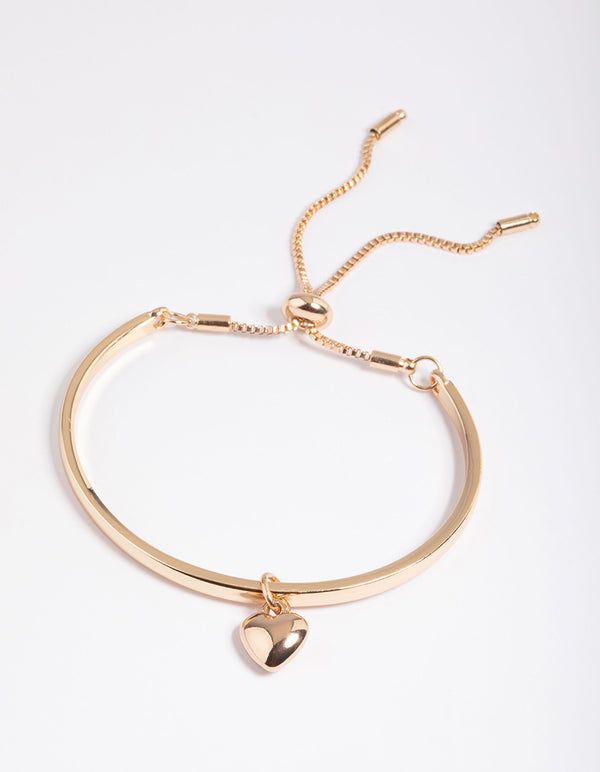 Gold Heart Bangle with Toggle Bracelet