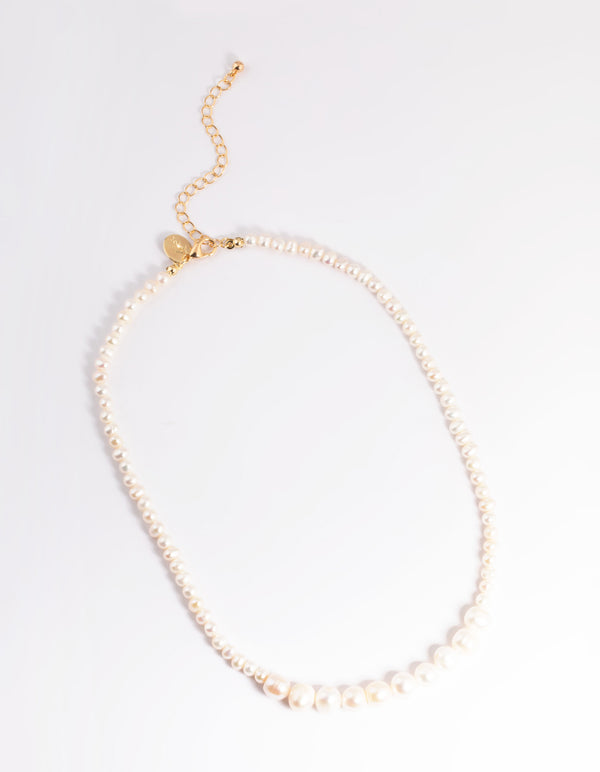 Gold Plated Gradual Freshwater Pearl Necklace