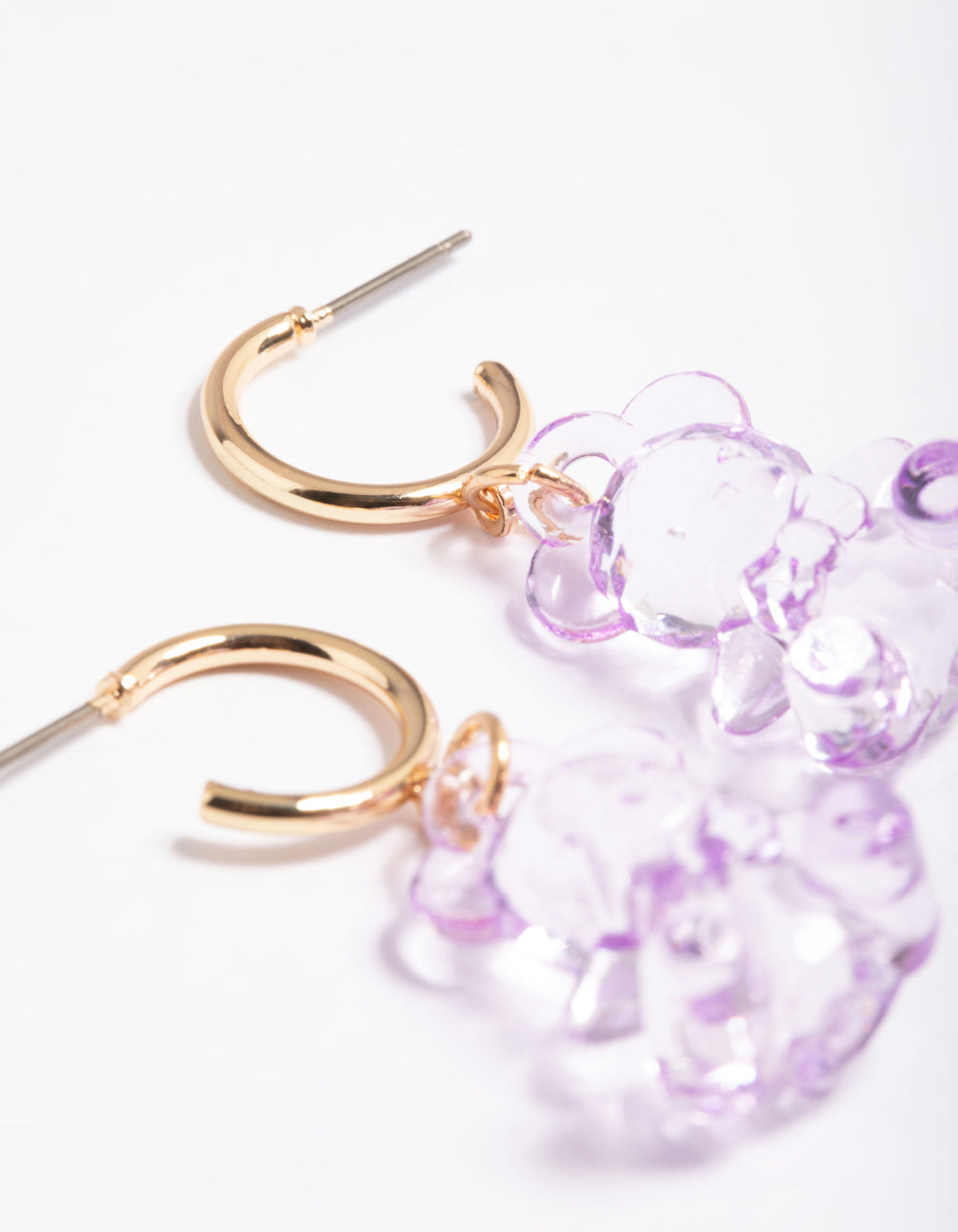 Lilac Cute Bear Huggie Earrings