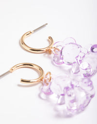 Lilac Cute Bear Huggie Earrings - link has visual effect only