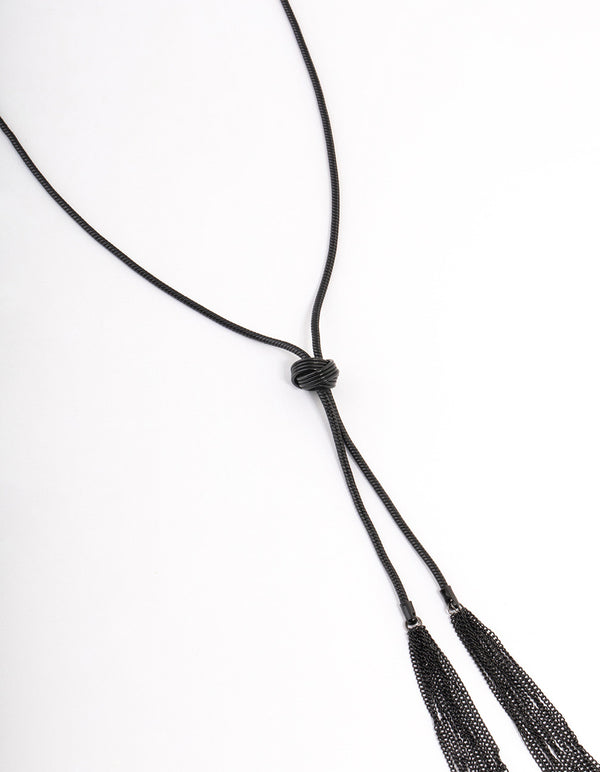 Black Long Snake Chain Knot Necklace