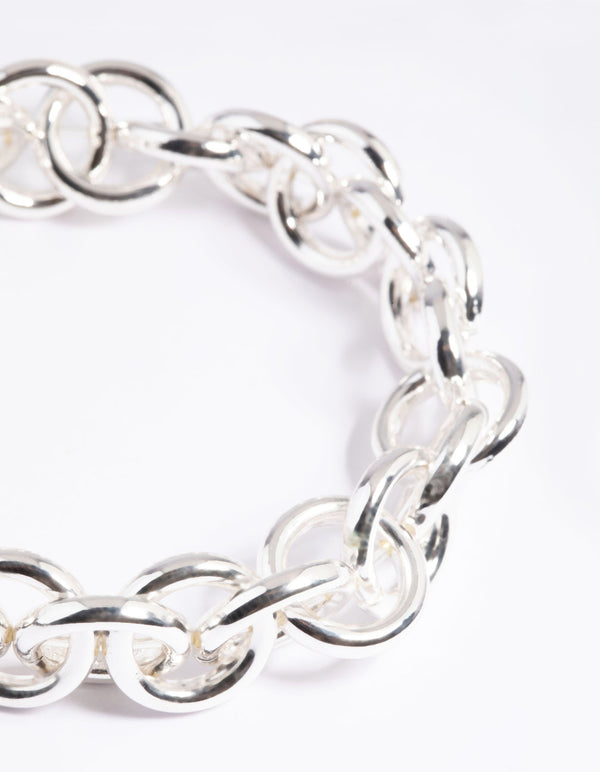 Silver Mixed Chain Stretch Bracelet