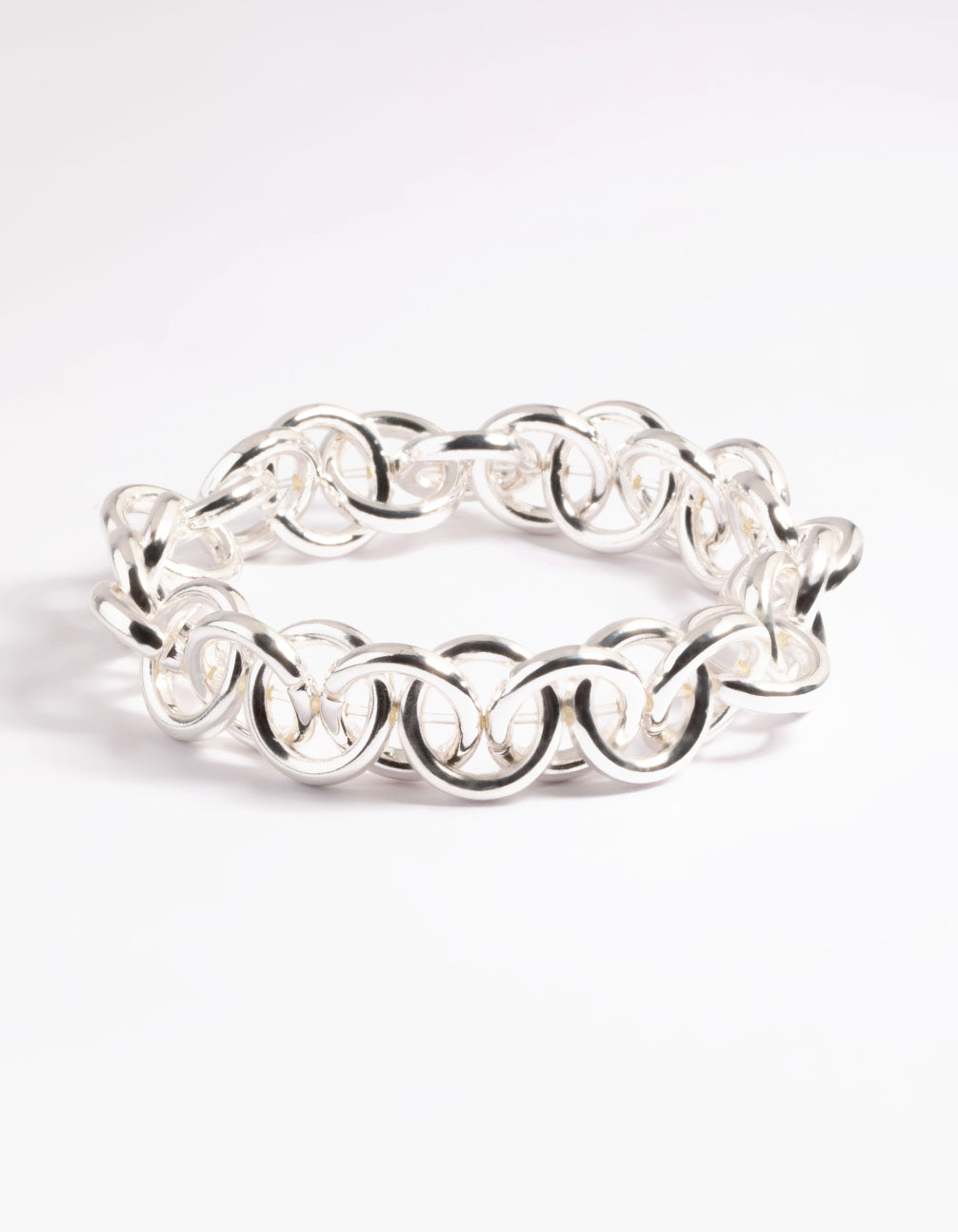 Silver Mixed Chain Stretch Bracelet