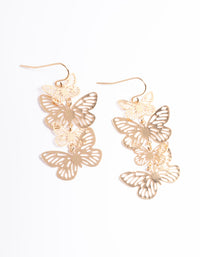 Gold Fine Butterfly Drop Earrings - link has visual effect only
