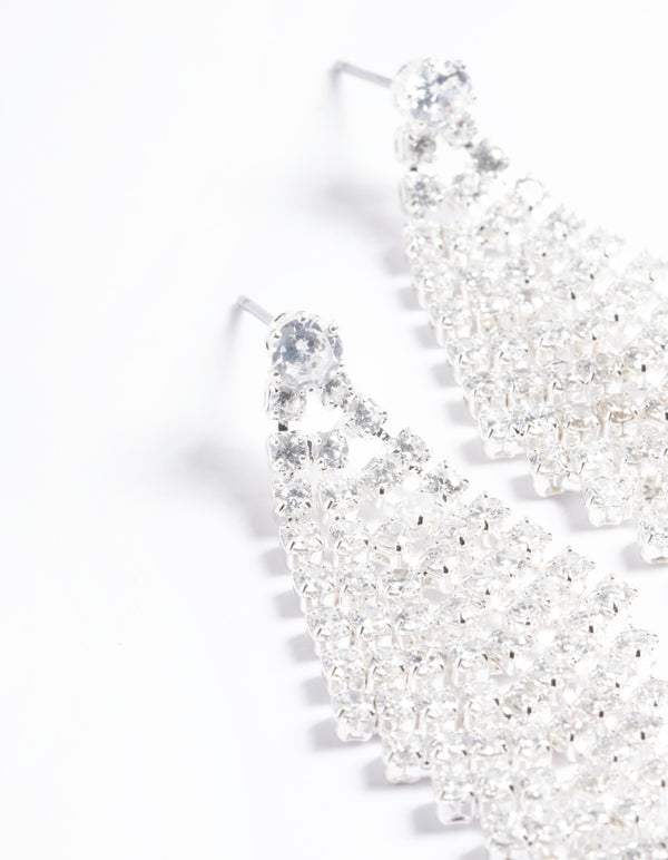 Cubic Zirconia Tier Diamante Drop Earrings
