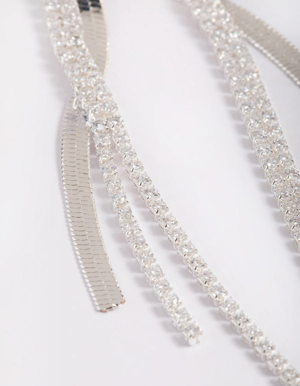 Cubic Zirconia Snake Cupchain Drop Earrings