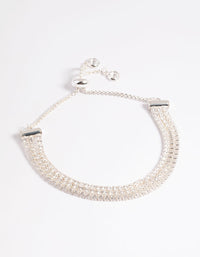 Cubic Zirconia Triple Row Cupchain Toggle Tennis Bracelet - link has visual effect only
