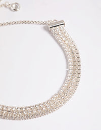Cubic Zirconia Triple Row Cupchain Toggle Tennis Bracelet - link has visual effect only