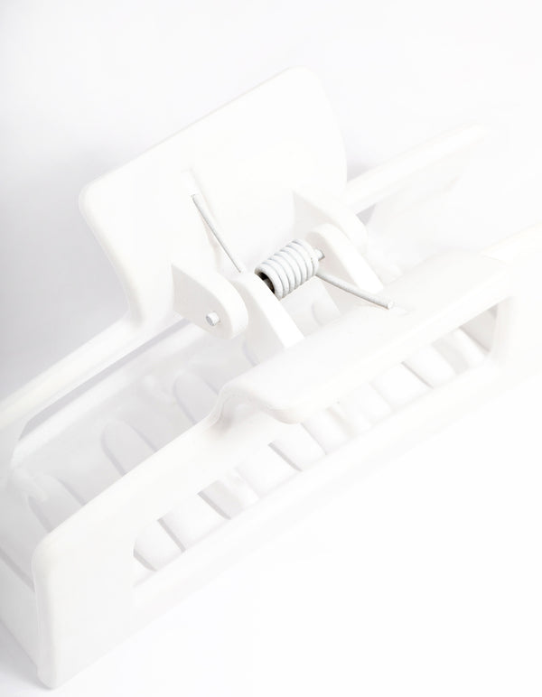 White Matte Rectangle Outline Claw Clip