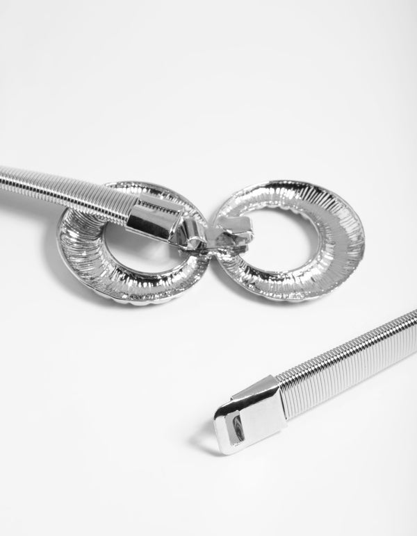 Silver Buckle Stretch Belt