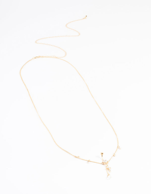 Gold Plated Surgical Steel Cross Belly Chain
