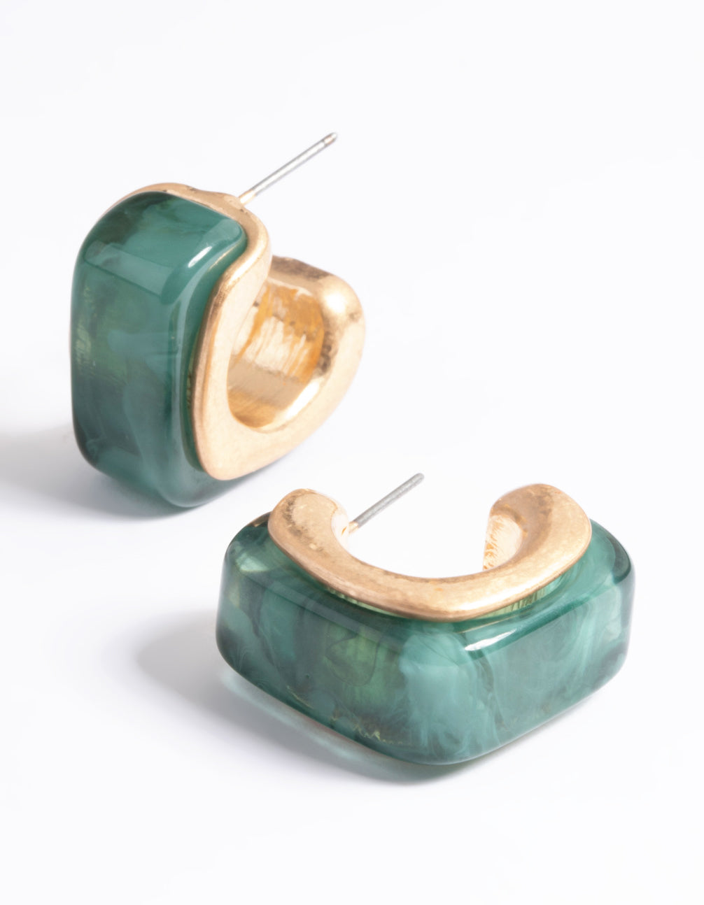Worn Gold Chubby Resin Hoop Earrings