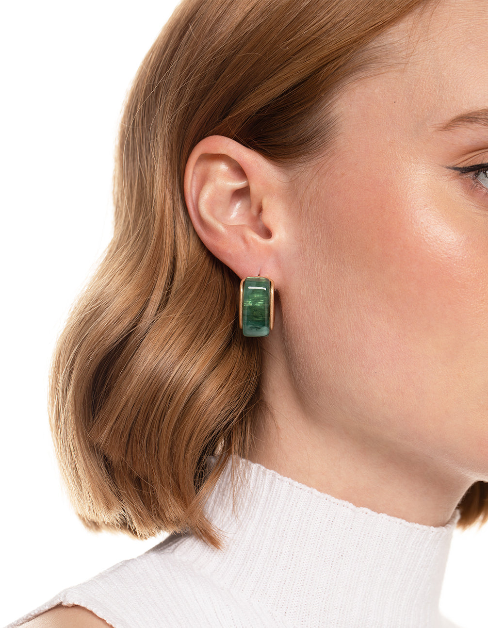 Worn Gold Chubby Resin Hoop Earrings