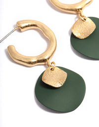 Worn Gold Double Disc Charm Hoop Earrings - link has visual effect only