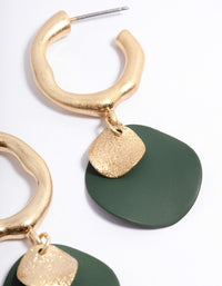 Worn Gold Double Disc Charm Hoop Earrings - link has visual effect only