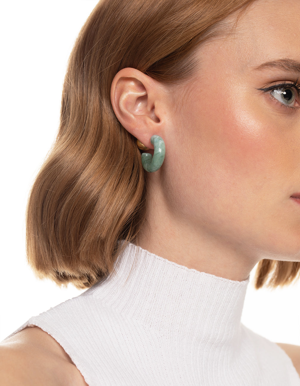 Worn Gold Resin Back & Front Hoop Earrings
