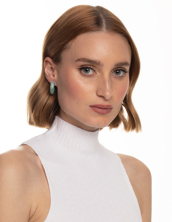 Worn Gold Resin Back & Front Hoop Earrings