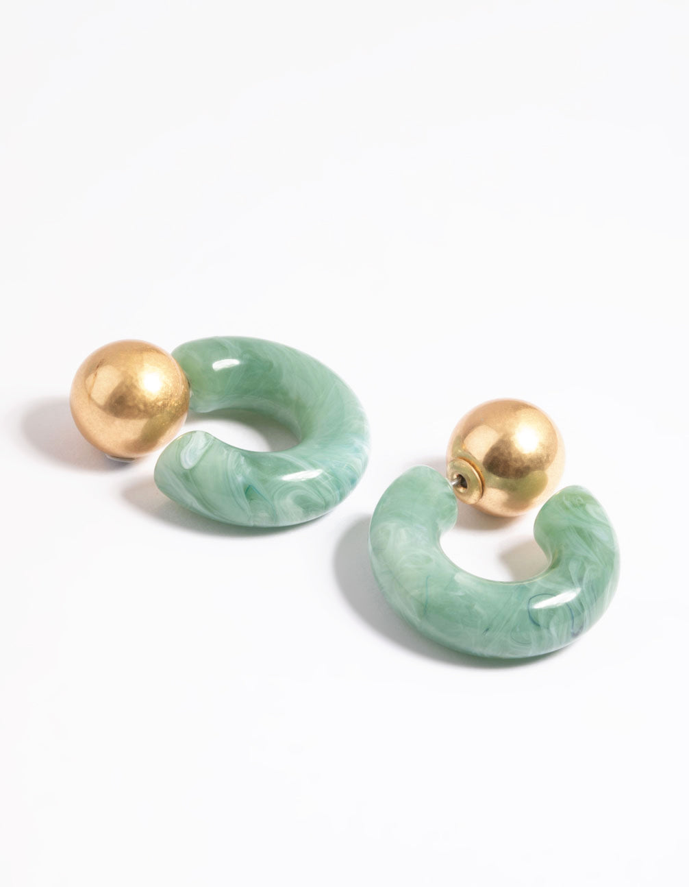 Worn Gold Resin Back & Front Hoop Earrings