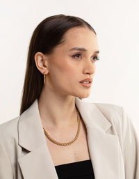 Worn Gold Open Fan Hoop Earrings - link has visual effect only