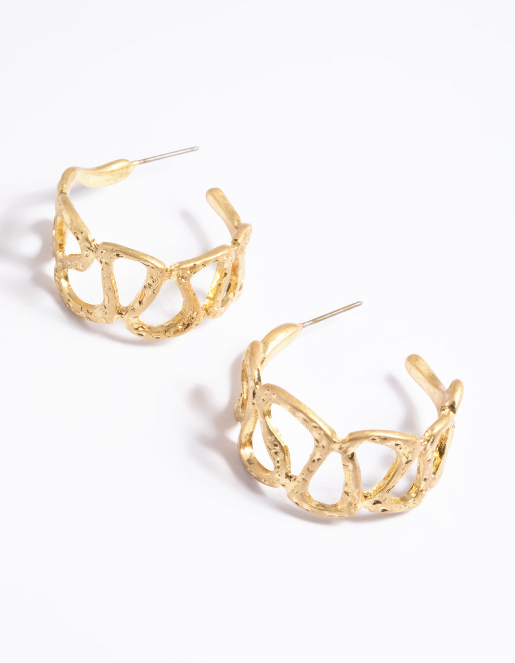 Worn Gold Open Molten Hoop Earrings