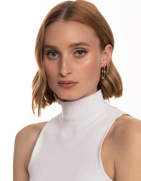 Worn Gold Pearl & Bead Hoop Earrings Pack - link has visual effect only