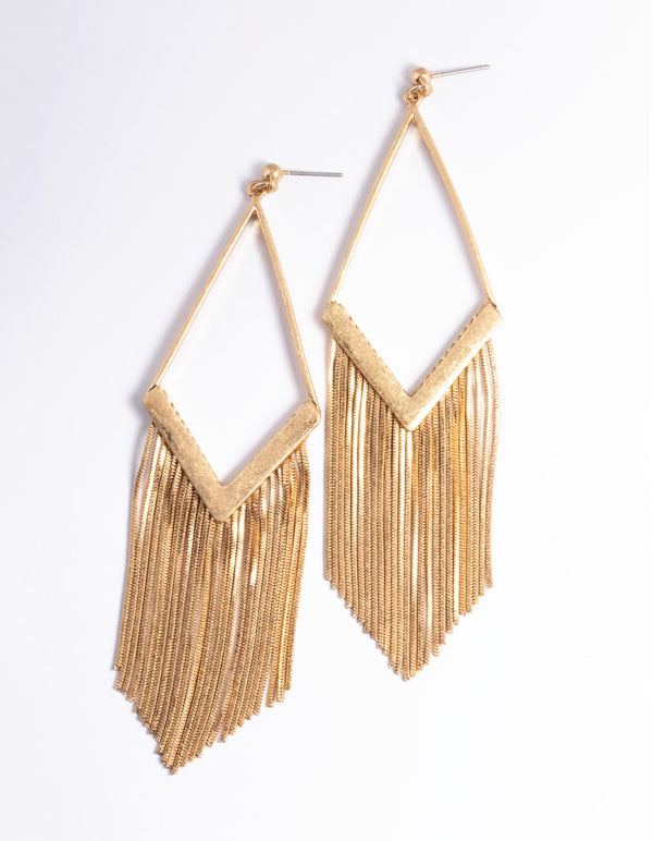 Worn Gold Open Diamond Snake Chain Earrings